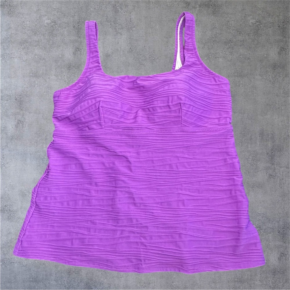 Lands' End Tankini Swim Set Womens 12/10 Purple Textured 2-Piece Skirt EUC - Picture 2 of 16
